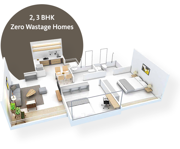 2 and 3 BHK Zero wastage homes